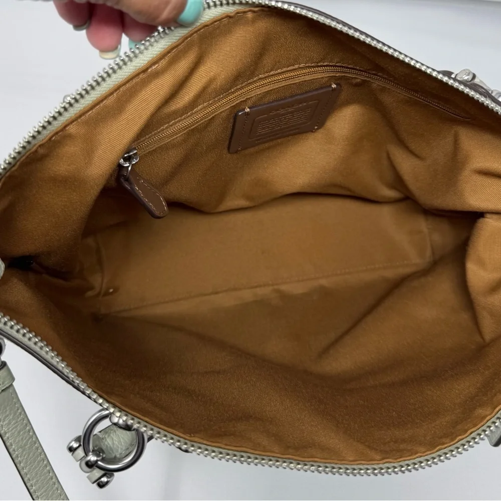 Coach Kasey Satchel Shoulder Bag with Adjustable Strap, in sage green. - Picture 3 of 6